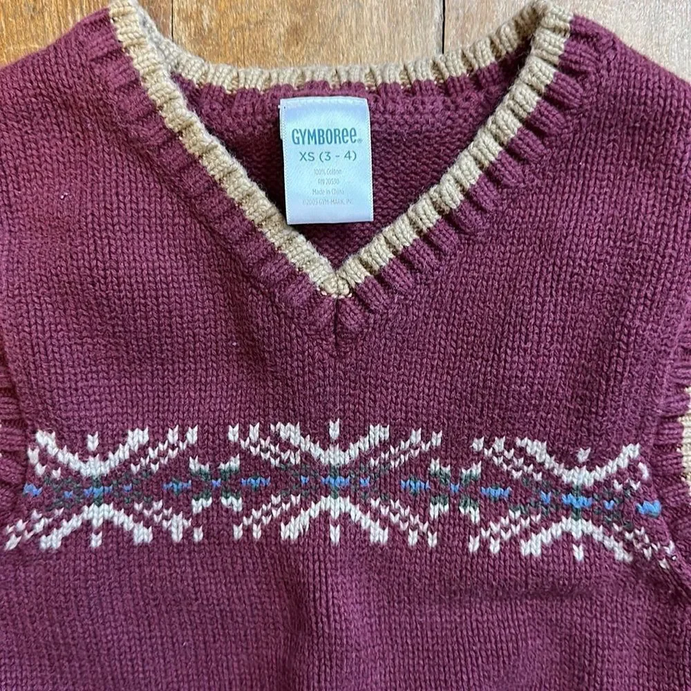 Gymboree sweater vest size 3 to 4 maroon vintage cotton knit Easter Spring